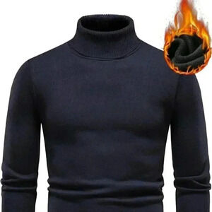 Dark Blue Mens Turtleneck Sweater